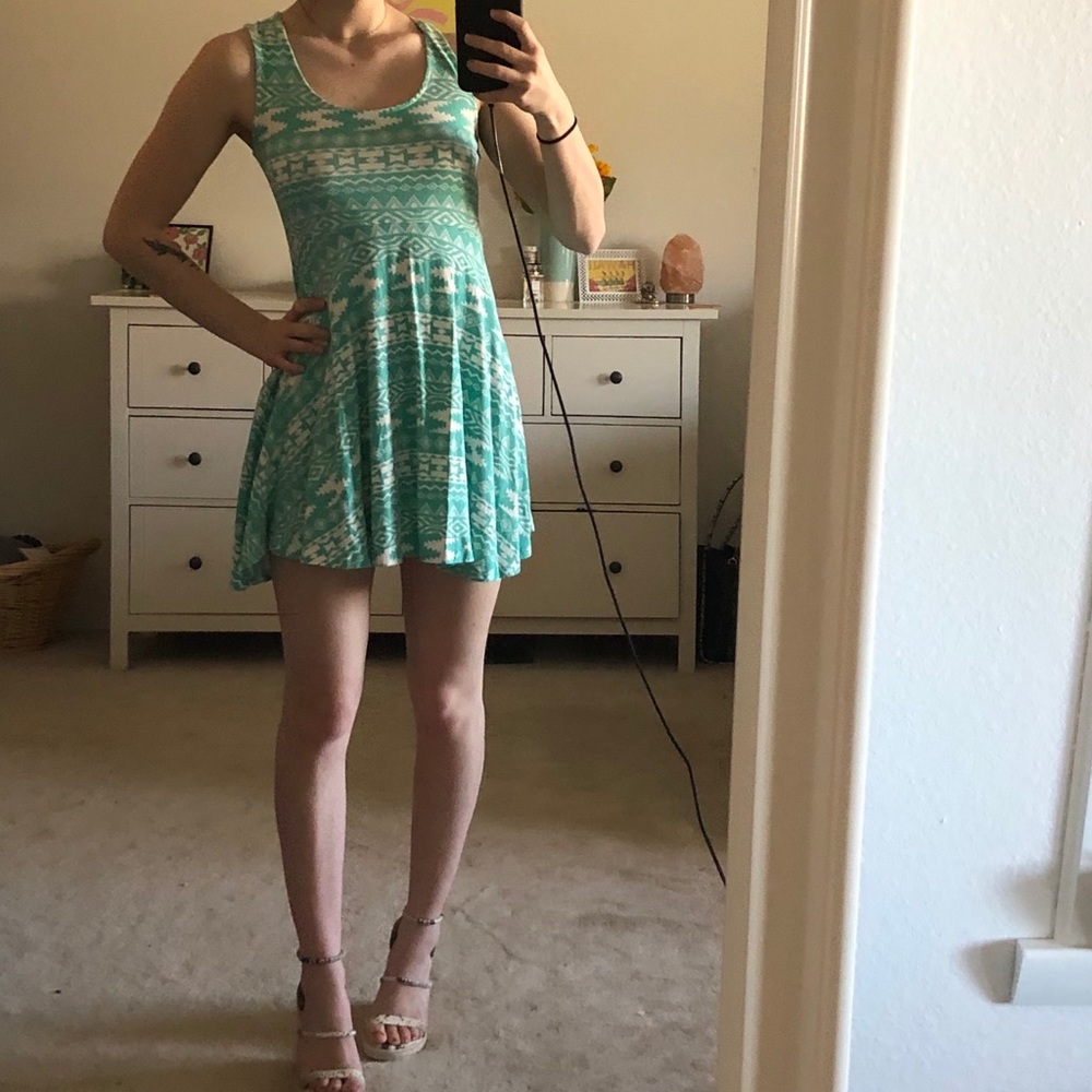 Volcom Blue Aztec Lace up Dress